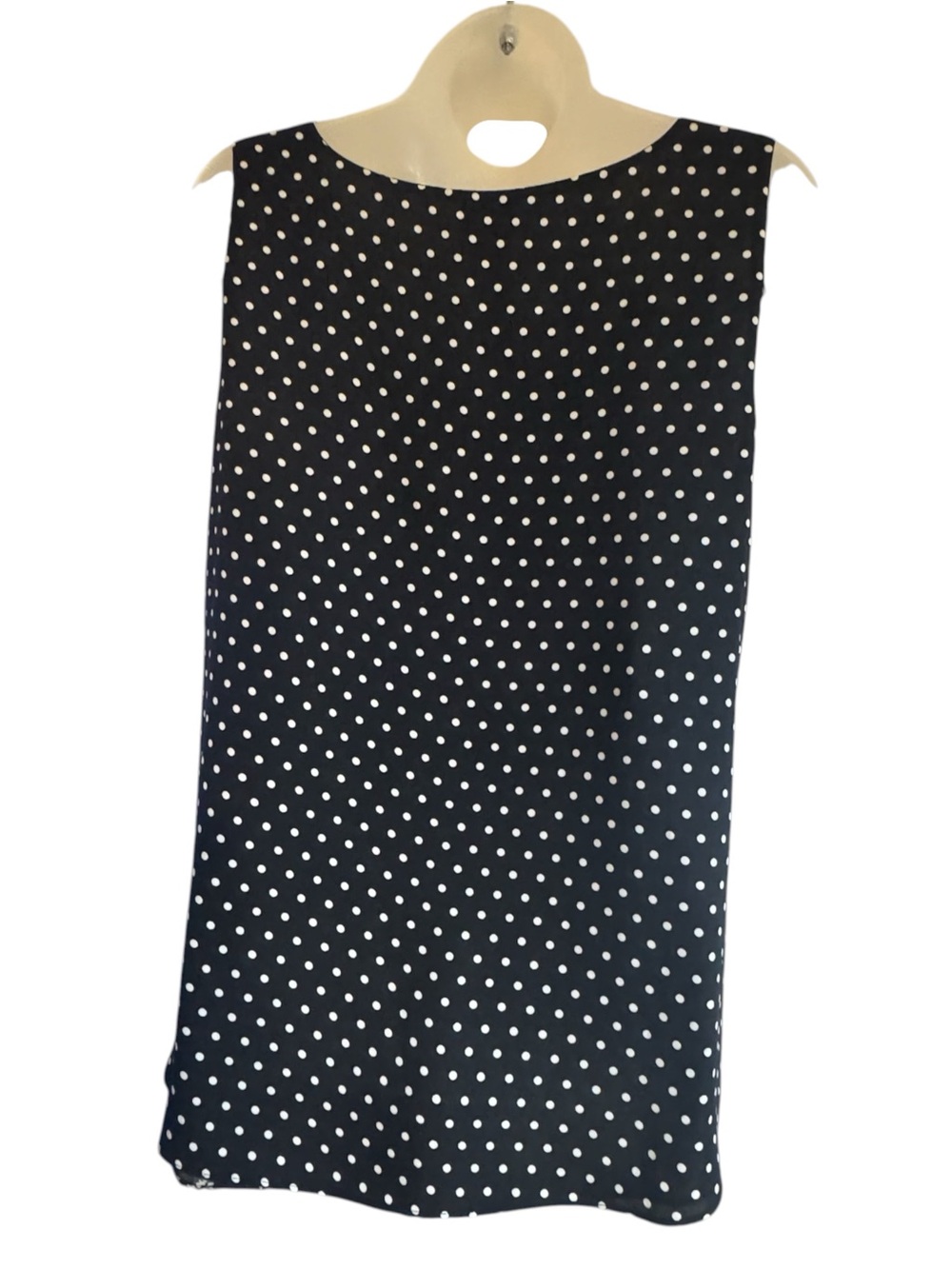 CHICO'S Flowy Black Floral/Black White Polka Dot Reversible Top MEDIUM #V - Picture 5 of 7